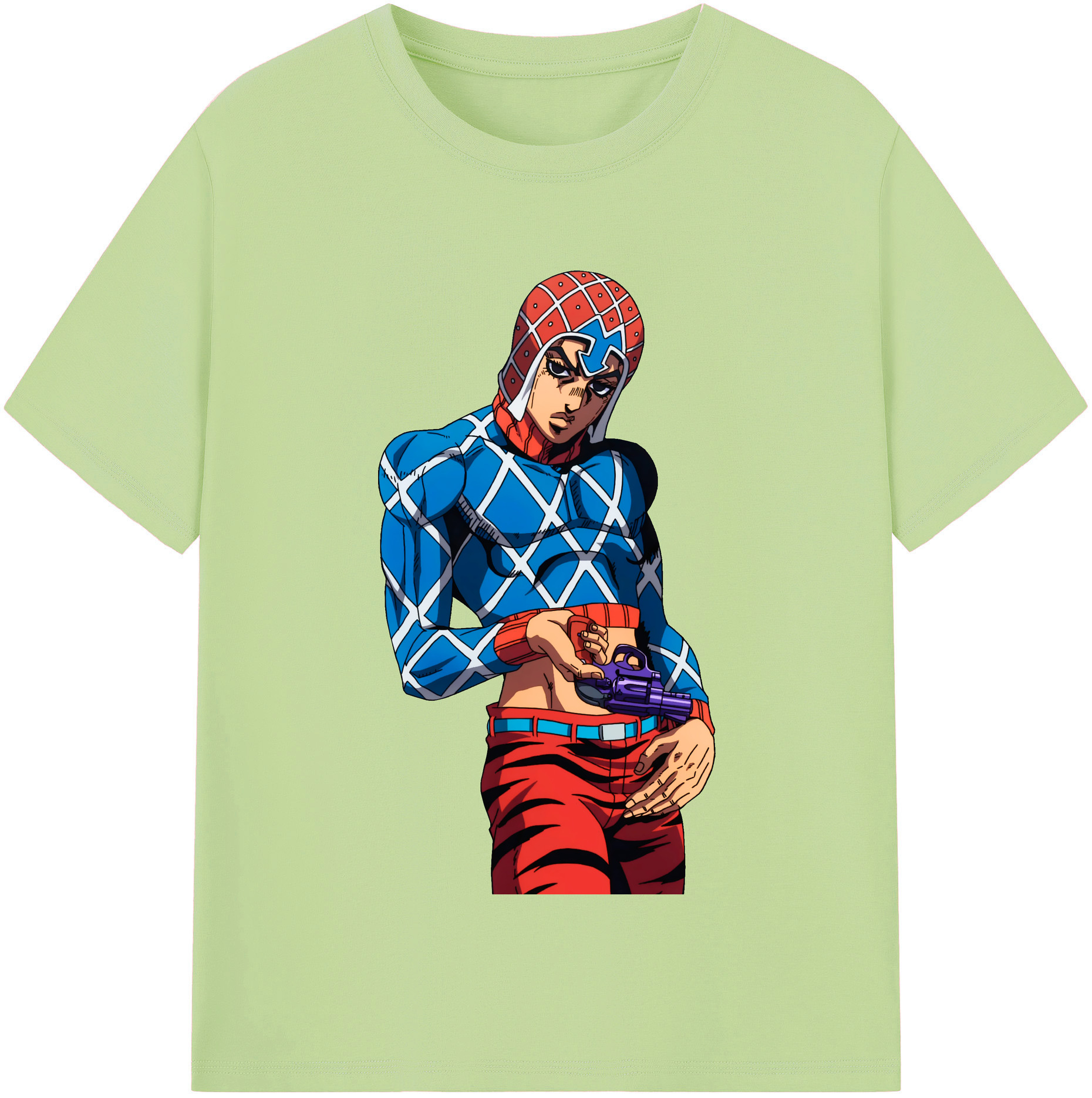 （画像用） ジョジョの奇妙な冒険 グイード?ミスタ JoJo's Bizarre Adventure Guido Mista 綿100％半袖Tシャツ（フロントプリント）